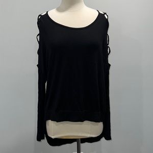 Venus high low hem top with criss cross detail on sleeves, size 10